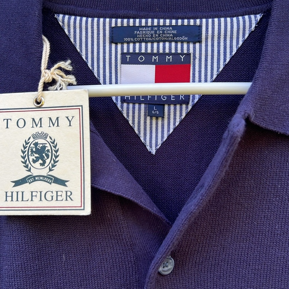 NWT Tommy Hilfiger Button Collar Sweater Shirt~short sleeve ~ men’s size Large - Picture 2 of 4